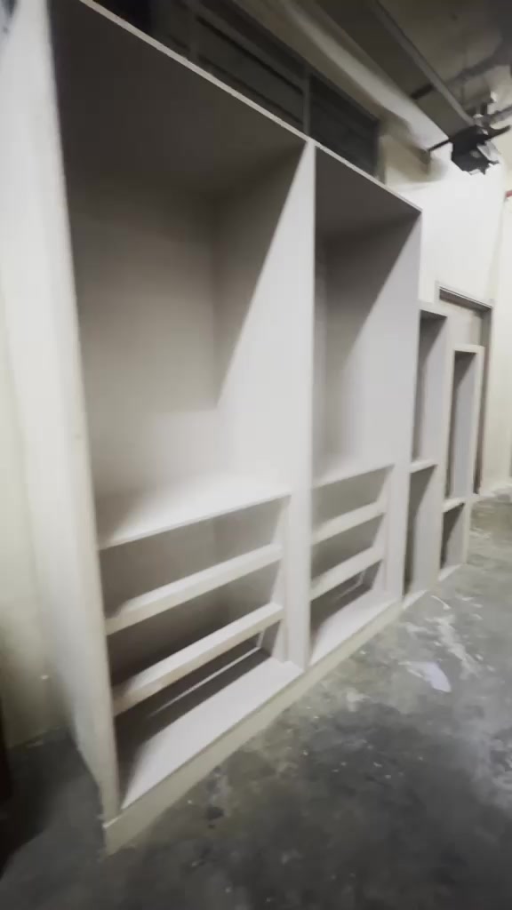 Finished wardrobe carcasses standing in the workshop ready for delivery